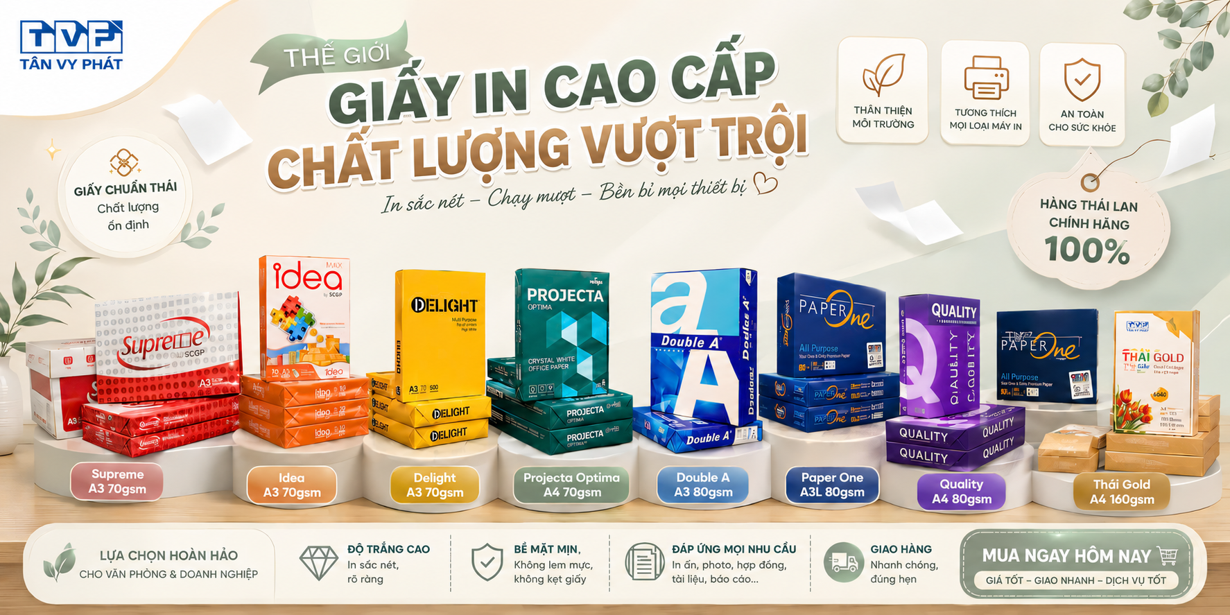 Giấy In — Nhập Thẳng Từ Nhà Máy